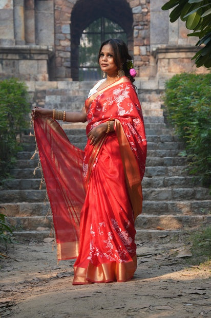 Kota Silk Saari | Red Saari